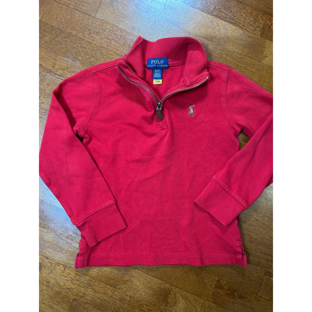 Polo Ralph Lauren Quarter Zip Pullover Boys 4T Red Long Sleeve Pony Logo